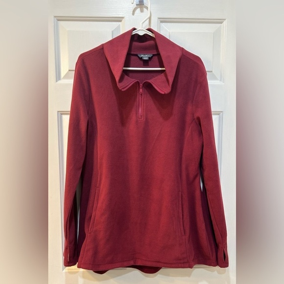 Eddie Bauer Quest Plush 1/4 Zip Fleece Burgundy Womens Size XL Western Casual - Picture 1 of 12